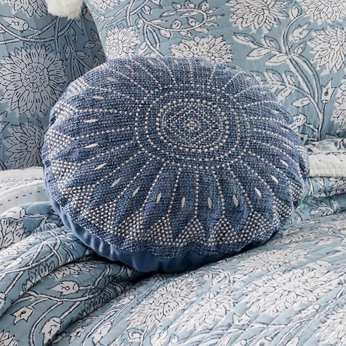 Levtex Home - Adare Blue - Decorative Pillow (16in. Round) - Madallion - Navy and Cream