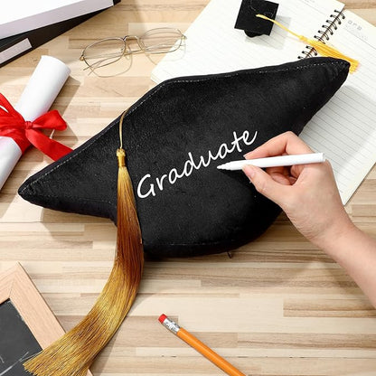 Class of 2026 Autograph Stuffed Pillow 15.7" Graduation Autograph Stuffed Pillow Graduation Guest Signature Gifts Grad Party Sign in Decor for High School College(Black,Cap)