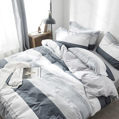 HighBuy Full Comforter Set Modern Gingham Striped Bedding Boho Comforter Set Men Boy Cute Geometric Pattern Bedding Comforter Set Soft Fluffy Down Alternative Bedding Set Full Size