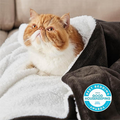 Bedsure GentleSoft Sherpa Fleece Throw Blanket Twin Size for Couch - Thick and Warm Throw for Women and Men, Soft Fuzzy Plush Twin Blanket for Winter, Non-Heated, Brown, 60x80 Inches