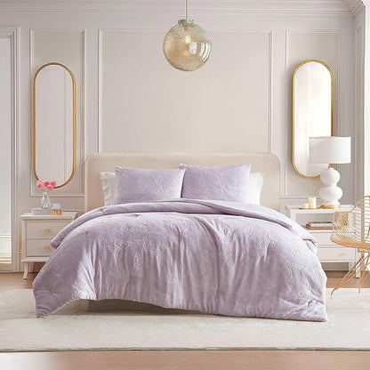 Betsey Johnson - Twin Comforter Set, Lightweight & Soft Plush Bedding with for Year Round Comfort, 2 Piece Bed Set with Matching Pillowcase (Butterfly Embossed Purple)