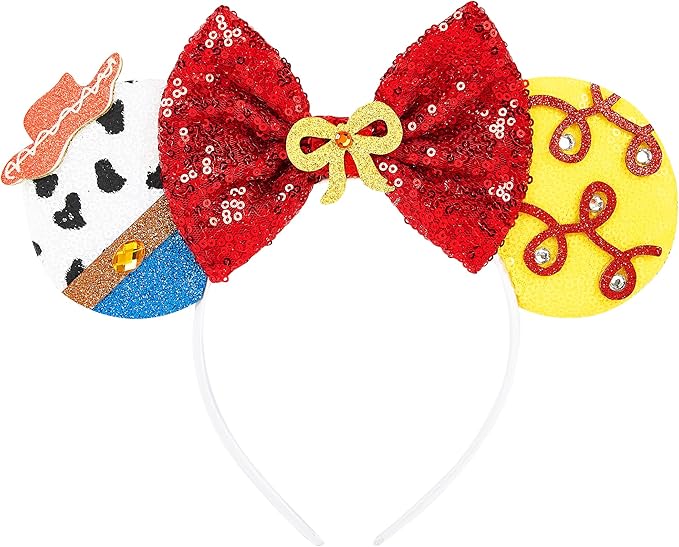 Mouse Ear Headbands,Sparkle Mouse Ears Headband for Women Girls Cartoon Princess Costume Cosplay Decoration (Jessie Hat A)