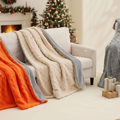 Heated Blanket, 50x60 Inch Electric Blanket, Throw Blanket with 6 Heat Settings and 1-4H Auto Off Timer, Machine Washable, Soft Flannel Fleece for Couches, Beds Office (Orange)