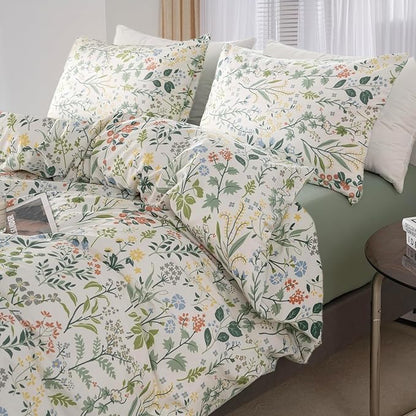 MKXI Garden Floral Comforter Set White King Size for College Floral Bedding Comforter Set Coquette Cottagecore Aesthetic Cute Flowers Pattern Comforter for Women Teen Girls