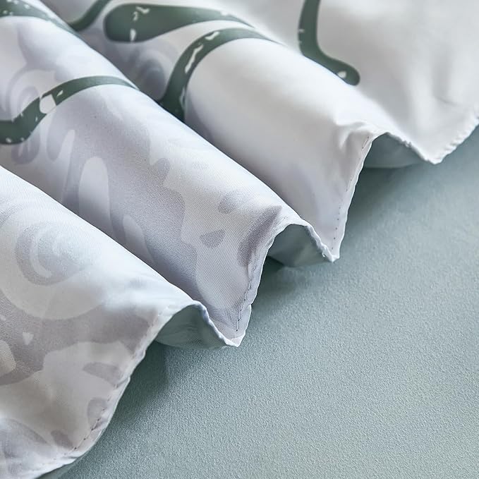 WONGS BEDDING Comforter Set Full，Coastal Beach Theme Bedding Set, 7 Pieces Ocean Nautical Seaweed & Starfish Summer Bed in a Bag (78"×90")