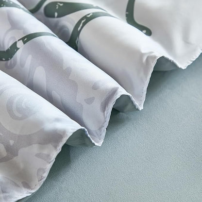 WONGS BEDDING Comforter Set Full，Coastal Beach Theme Bedding Set, 7 Pieces Ocean Nautical Seaweed & Starfish Summer Bed in a Bag (78"×90")