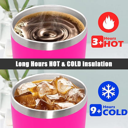 20 oz Tumbler Coffee Travel Tumblers Bulk with Lid Stainless Steel Double Wall Vacuum Insulated Mug Powder Coated Cups fit Car Cupholder for Hot and Cold - Hot Pink, 1Pack