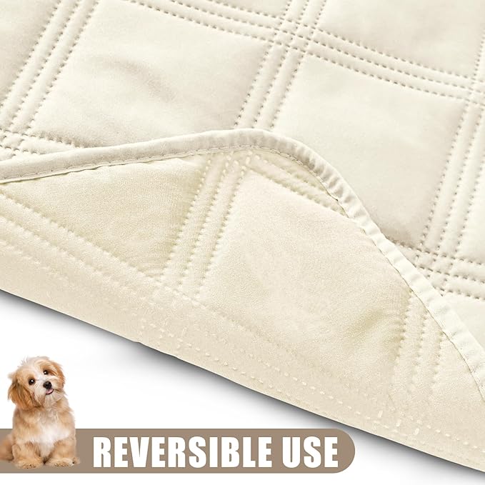 Smiry Waterproof Dog Bed Cover Blanket 40x70, Soft Reversible Pet Blanket, Washable Leakproof Cats Dogs Couch Cover for Sofa, Couch, Furniture, Beige/Beige