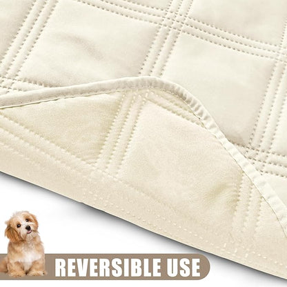 Smiry Waterproof Dog Bed Cover Blanket 40x80, Soft Reversible Pet Blanket, Washable Leakproof Cats Dogs Couch Cover for Sofa, Couch, Furniture, Beige/Beige
