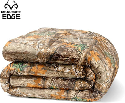 Northwest Realtree Full/Queen Size 1 Comforter and 2 Sham Set, All Seasons, Men and Women Soft Cabin Bedding, Edge Camo