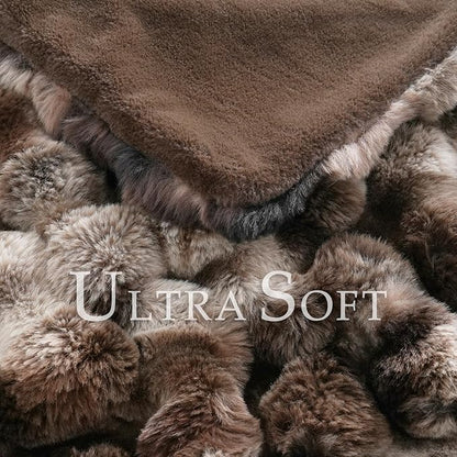 BENVWE Fluffy Faux Fur Throw Blanket for Couch, Soft Plush Thick Cozy Fuzzy Luxury Minky Bubble Blanket for Home Living Room Decor Gift for Women, Tie-dye Coffee, 60" x 80", 1100GSM