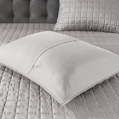 Madison Park Heritage Comforter Quilt Combo Set - Modern Luxury Design, All Season Down Alternative Bedding, Matching Shams, Decorative Pillows, King/Cal King(104"x92"), Color Block Grey 8 Piece