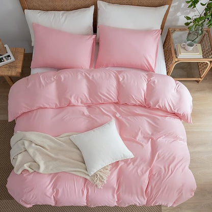 Pink Comforter Set - Twin, 2 Pieces, Soft, Lightweight, Warm & Fluffy, All Seasons, 1 Comforter & 1 Pillowcase