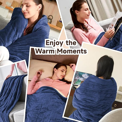 Heated Blanket Electric Throw Blanket- 50''x60'' Heating Blanket Throw 10 Hours Auto-Off & 9 Heating Levels Over-Heat Protection, Machine Washable Flannel Sherpa, Electric ETL Certification