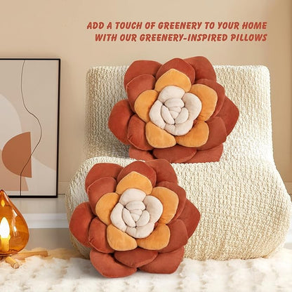 Flower Throw Pillow - 13.8" Plant Shaped Cushion, Soft Plush Decorative Pillow for Bedroom & Living Room, Unique Purple Design, Home Decor Accen