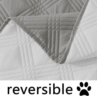 hyha Waterproof Dog Blanket, Reversible Pet Bed Blanket, Soft Sofa Couch Cover for Dogs Washable, Waterproof Pet Couch Covers for Sofa Puppy Cats Furniture Protector(68"x82", Grey/Light Grey)