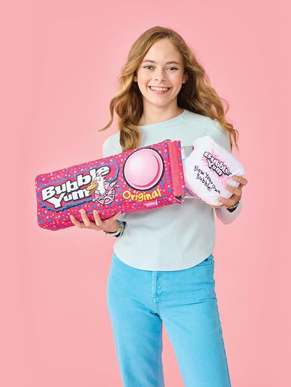 iscream Bubble Yum Package 17" x 6" Pillow Set with Three Bubblegum Pieces in Plush Wrappers