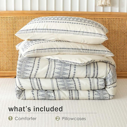 COTTEBED Western Comforter Set King Beige Ultra Soft Lightweight Microfiber Bohemian Chic Aztec Comforter 1 Down Comforter Set & 2 Pillowsham for All Season Use,Boho Comforter Set King