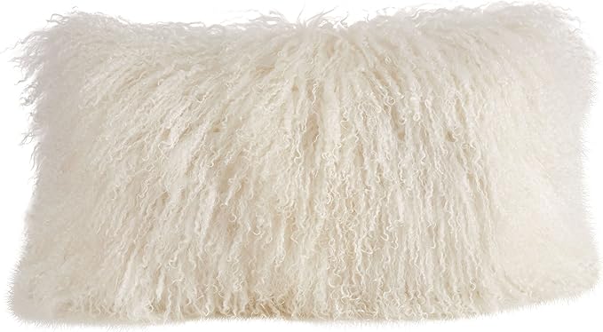 SARO LIFESTYLE Mongolian Lamb Fur Poly Filled Throw Pillow