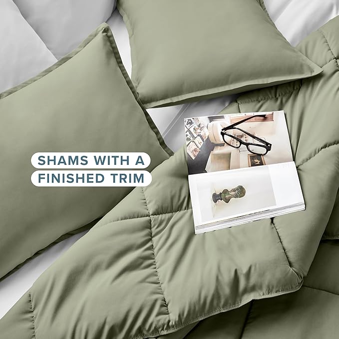 Bare Home Comforter Set - Full Size - Ultra-Soft - Goose Down Alternative - Premium 1800 Series - All Season Warmth (Full, Sage)