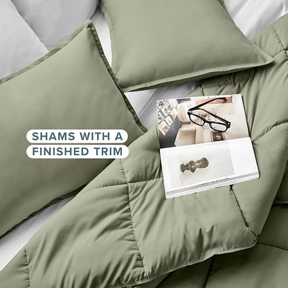 Bare Home Comforter Set - Oversized King Size - Ultra-Soft - Goose Down Alternative - Premium 1800 Series - All Season Warmth (Oversized King, Sage)