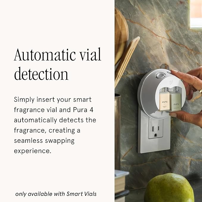 Pura - Smart Home Fragrance Device Starter Set - Pura 4 - Scent Diffuser for Home - Includes Fragrance Aroma Diffuser - Square Box, Pacific Aqua and Linens & Surf Scent Refills