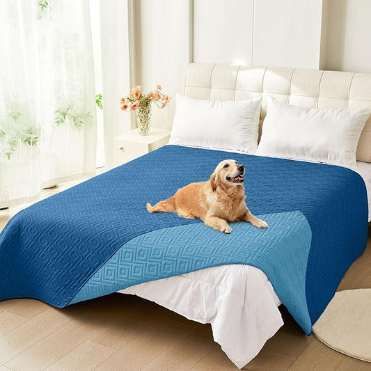 hyha Waterproof Dog Blanket, Soft Dog Bed Cover Pet Blankets, Waterproof Sofa Couch Cover for Dogs Washable, Reversible Pet Couch Covers for Sofa Furniture (82x120 Inch, Navy Blue/Blue)