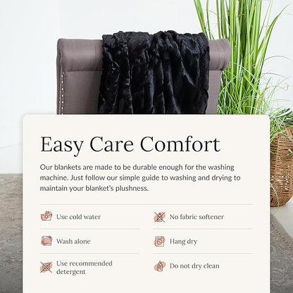 Minky Couture Sorbet Blanket - Ultra-Soft Throw for Silky Smooth Comfort - Premium Decorative Throw Blanket - Midweight, Breathable Fabric - Machine Washable Monster, Black