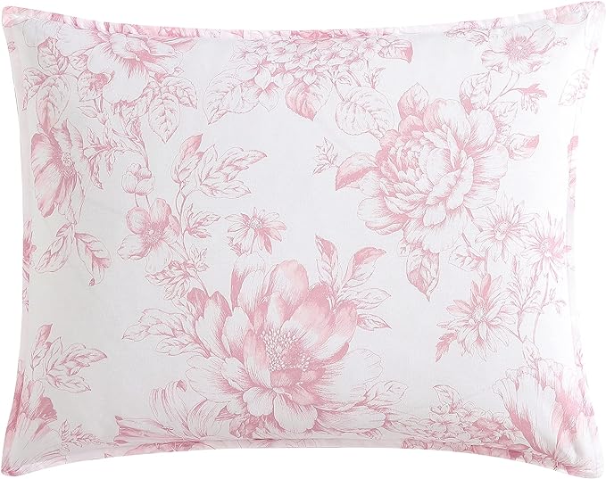 Laura Ashley - Twin Comforter Set, Soft & Reversible Cotton Bedding with a Smooth Feel, Medium Weight for Year Round Comfort, 2 Piece Bed Set with Matching Pillowcase (Delphine Mauve Pink)