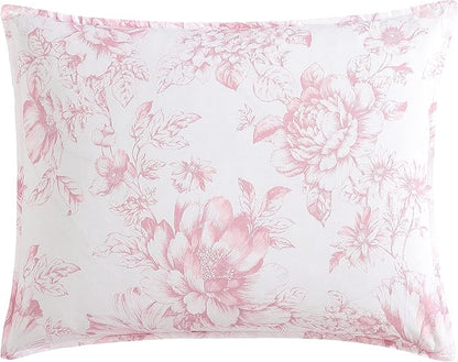 Laura Ashley - Queen Comforter Set, Reversible Cotton Bedding with Matching Shams, Medium Weight for Year Round Use, Oeko-Tex Certified, Coquette Room Decor (Delphine Mauve Pink)