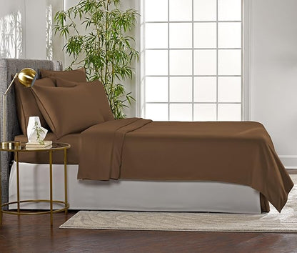Pure Bamboo Twin Sheets, Genuine 100% Organic Viscose Derived from Bamboo Bed Sheet Set, Luxuriously Soft & Cooling, Double Stitching, 2 Year Quality Promise (Twin, Coconut Husk)