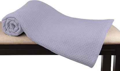 GLAMBURG 100% Cotton Thermal Blanket, Breathable King Size Waffle Blanket, All Season Purple