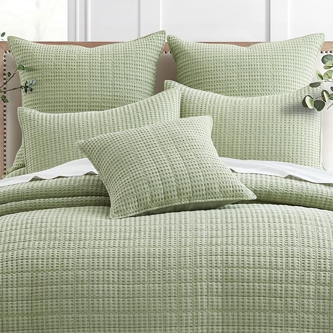 Levtex Home - Mills Waffle - Decorative Pillow - Poly Filled - Desert Sage - Sham Size (20 x 20in.)