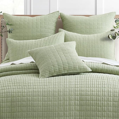 Levtex Home - Mills Waffle - Decorative Pillow - Poly Filled - Desert Sage - Sham Size (20 x 20in.)