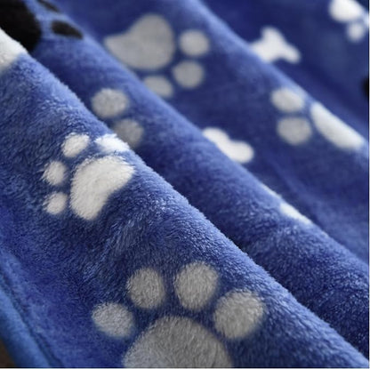 Waterproof Dog Blanket, Pattern Printing Super Soft Warm Fluffy Facecloth Sofa Car Bed Protector, Urine Proof Washable Outdoor Pet Blanket for Puppy Large Dogs & Cats(paw & Bone60*50) Blue
