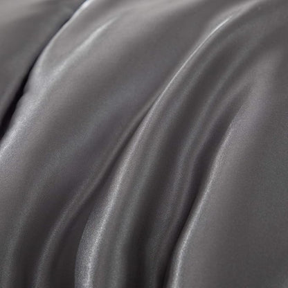 Bedding Dreamer Satin Comforter Queen Size Grey Silky Set with 2 Pillowcases
