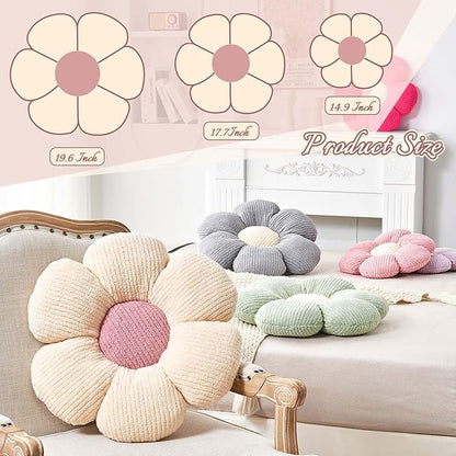 Flower Throw Pillow, Soft Brown 17.7" Shaped Floor Pillow for Home Decor, Cute Aesthetic Plush Decorative Pillows for Bed, Sofa, Couch