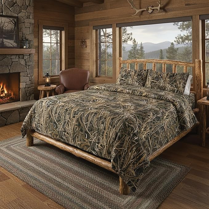 Northwest Realtree 4-Piece Twin Size Bed in a Bag Set, 1 Comforter, 1 Fitted Sheet, 1 Flat Sheet, 1 Pillowcase, All Seasons Bedding, MAX-7 Camo