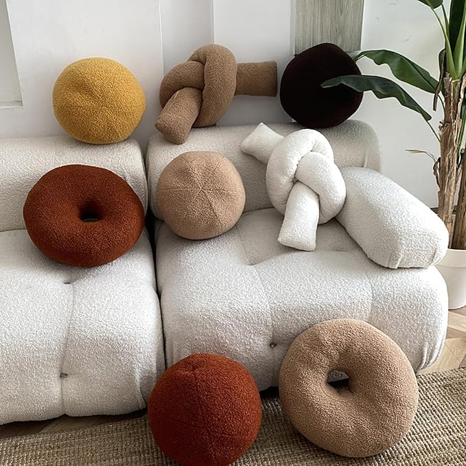 Khaki Ball Shaped Plush Pillow,Cute Soft Waist Rest Cushion,Home Decorative Throw Pillow Used to Add Comfort and Style to A Couch,Sofa,Or Living Room.
