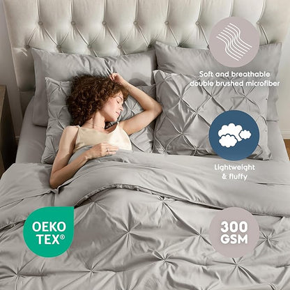 Nestl 7 Piece Comforter Set - Pinch Pleated Bedding Set, All Season Bed in a Bag, Full Size Bed Sheets and Comforter Set with Pillowcases and Shams