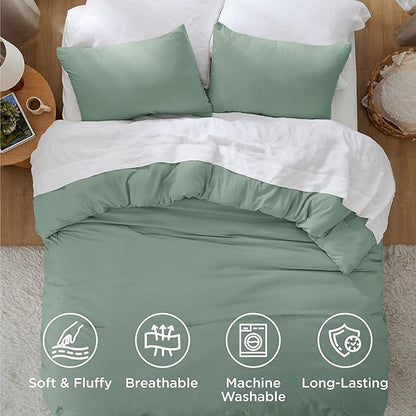 Bedsure Oversized King Comforter Set, Sage Green Soft Prewashed Bedding for All Seasons, 3 Pieces GentleSoft™ Bed Set, 1 Lightweight Comforter (120"x98") and 2 Pillowcases (20"x36")