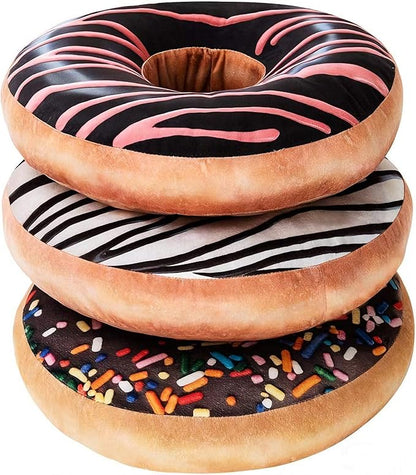 HYSEAS Round Throw Pillow 14 Inch Chocolate White Donut, 3D Digital Print Decorative Comfortable Soft Plush Funny Food Shaped Pillow Light Weight Seat Pad Cushion for Couch, Chair, Floor, Sofa