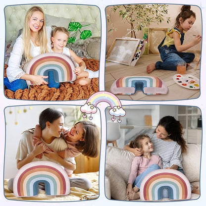 Chunful Rainbow Pillow for Girls Kids 13.8 x 8.7 x 4 Inch Plush Cute Rainbow Throw Pillow Arch Shaped Cushion Stuffed Decoration for Bed Chair Room Home Decor Easter Day(Pastel,2 Pcs)