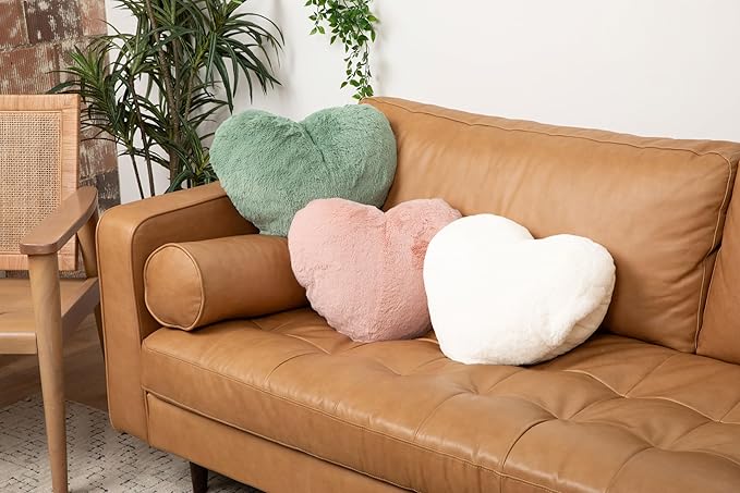 HUGIMALS Super Sized Heart to Hug Pillow in Ivory | 8 lb Weighted Soft Heart Shaped Sensory Pillow | for Self-Care, Relaxation, Sleep with Cozy Hand Pocket - Thoughtful Gift for Adults, Teens