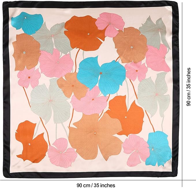 AWAYTR 35” Satin Large Square Head Scarves - 4PCS Silk Like Neck Scarf Hair Sleeping Wraps Satin Silk Scarfs for Women