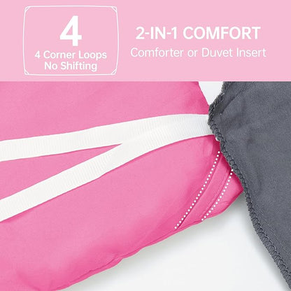 MUXHOMO Queen Comforter Set, All Season Ultra Soft Down Alternative Bedding - 3 Piece Lightweight Bed Set Includes 1 Comforter (90"x90") and 2 Pillow Shams (20"x26"), Hot Pink