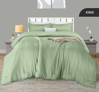 King Comforter Set 3 Piece Sage Green by Utopia Bedding, Comforters King Size, Bedding Comforters Sets, Down Alternative Soft Bed Set, 1 Comforter (90 x 102 inches) 2 Pillow Shams (20 x 36 inches)