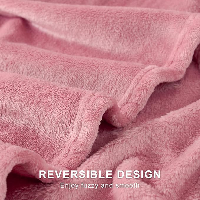 Hansleep Fleece Dusty Rose Throw Blanket, Flannel Fuzzy Plush Cozy Blanket for All Seasons, Dusty Rose, Throw 50x60 Inches