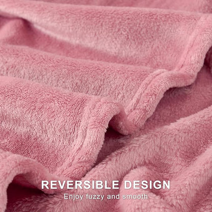 Hansleep Fleece Dusty Rose Throw Blanket, Flannel Fuzzy Plush Cozy Blanket for All Seasons, Dusty Rose, Throw 50x60 Inches