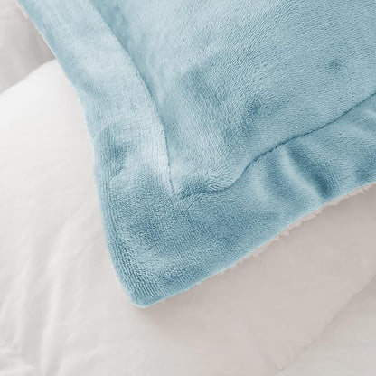 Seward Park Smoke Blue Sherpa Comforter Set Full Queen Size, All Season Soft Warm Fleece Fall Blanket, Winter Bedding Sets with 2 Pillow Shams
